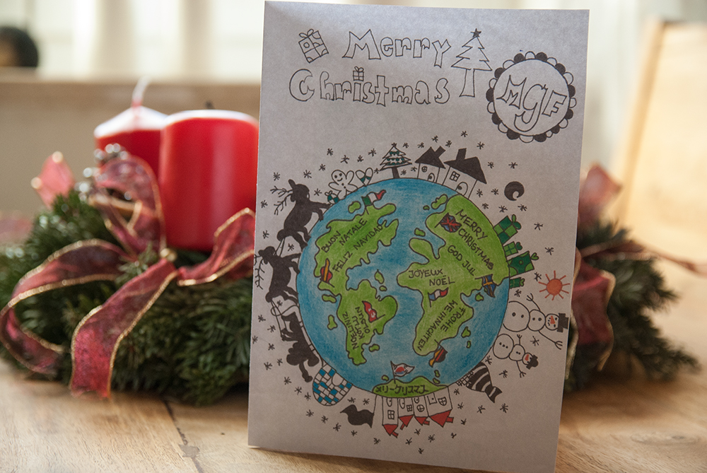 Mit dieser Karte gewann Schülerin Daniela Tran den Weihnachtskarten-Wettbewerb der Maristen-Provinz West-Zentral-Europa.