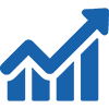 Icon blau aufsteigendes Balkendiagramm